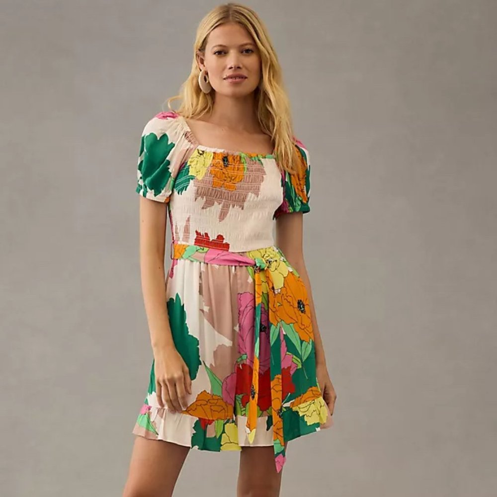 Plenty by Tracy Reese | Puff-Sleeve Tie-Belt Ruffle Romper w/ Pockets! | NWT